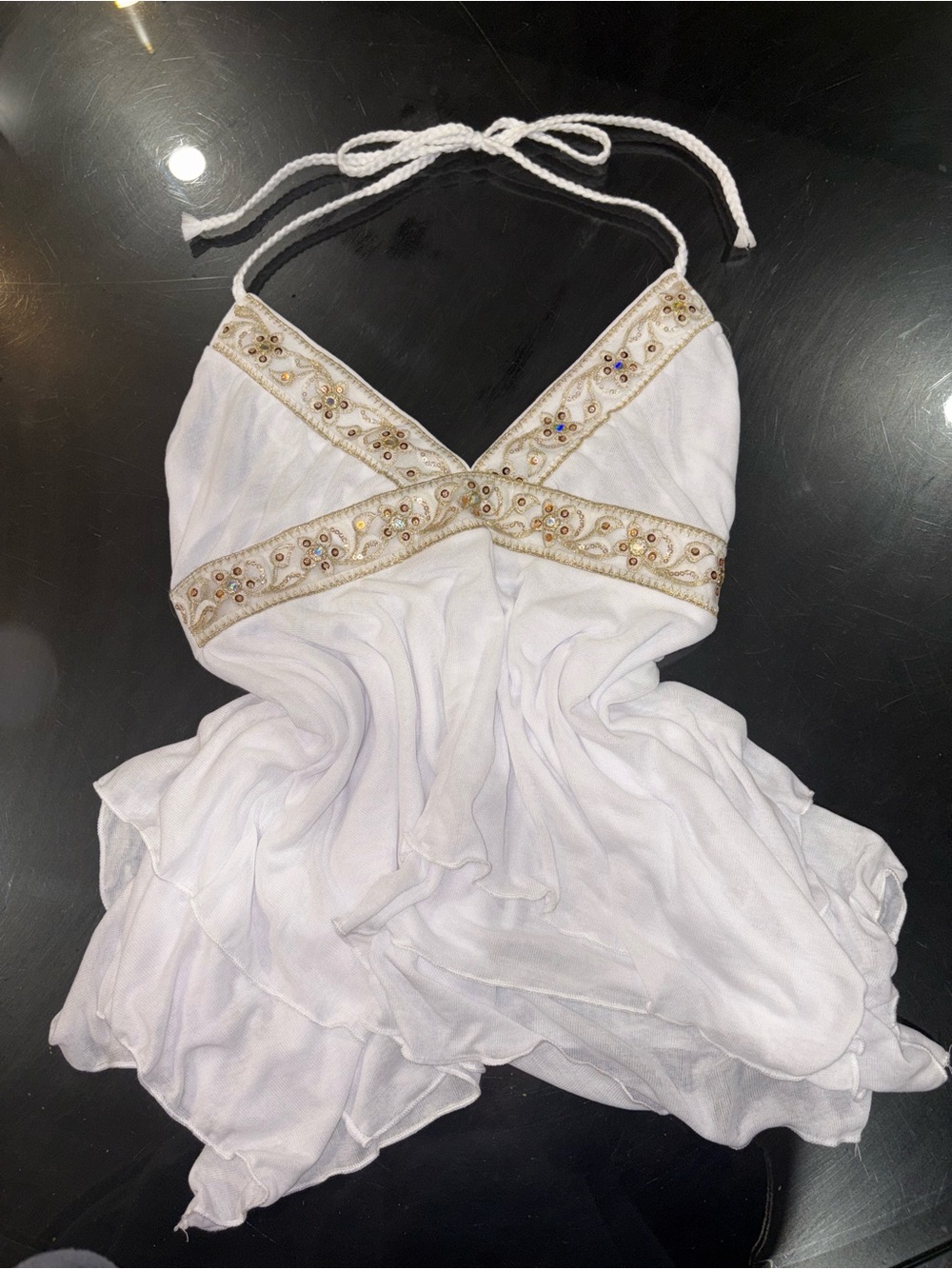 White Beaded Goddess Top